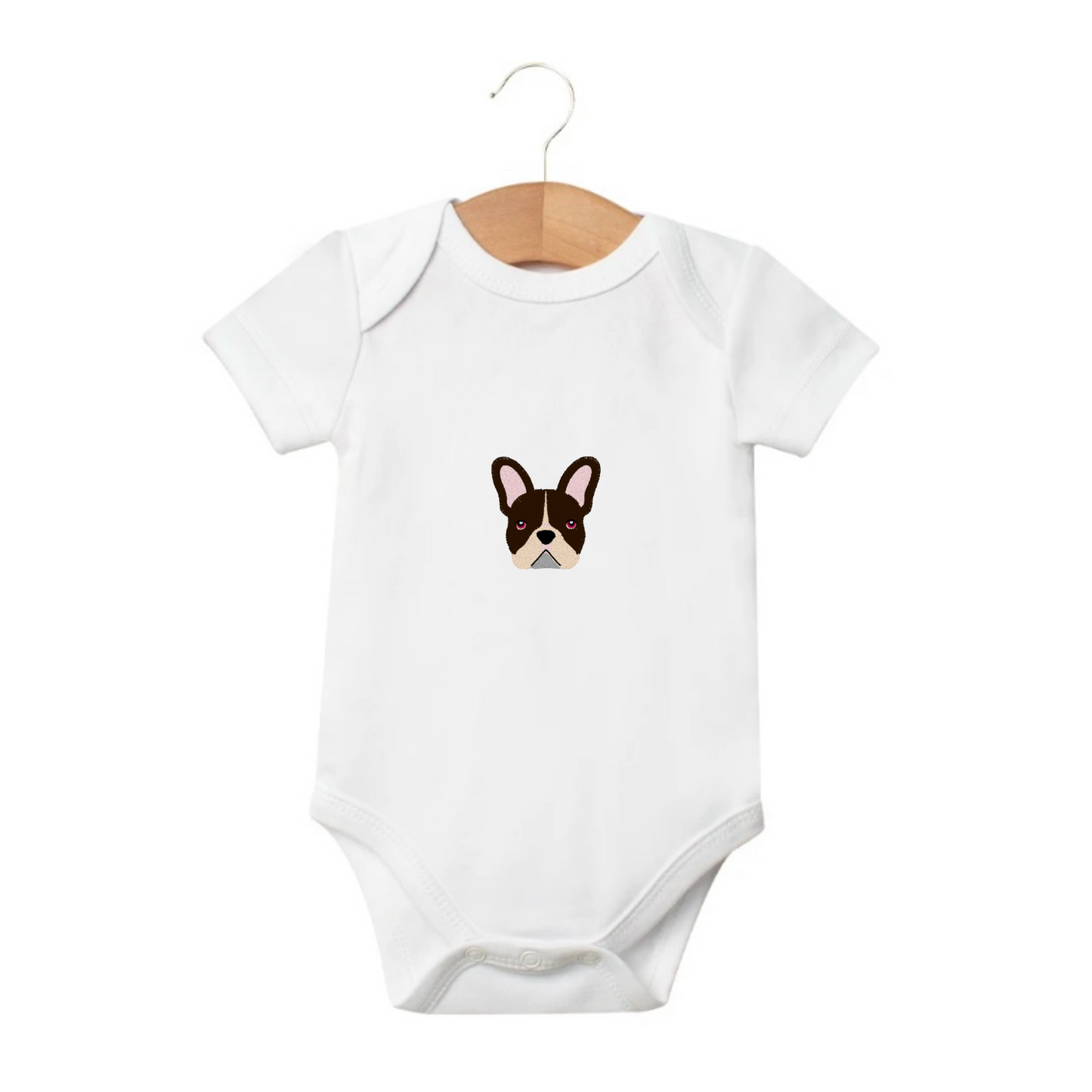 Embroidered french bulldog custom babygrow