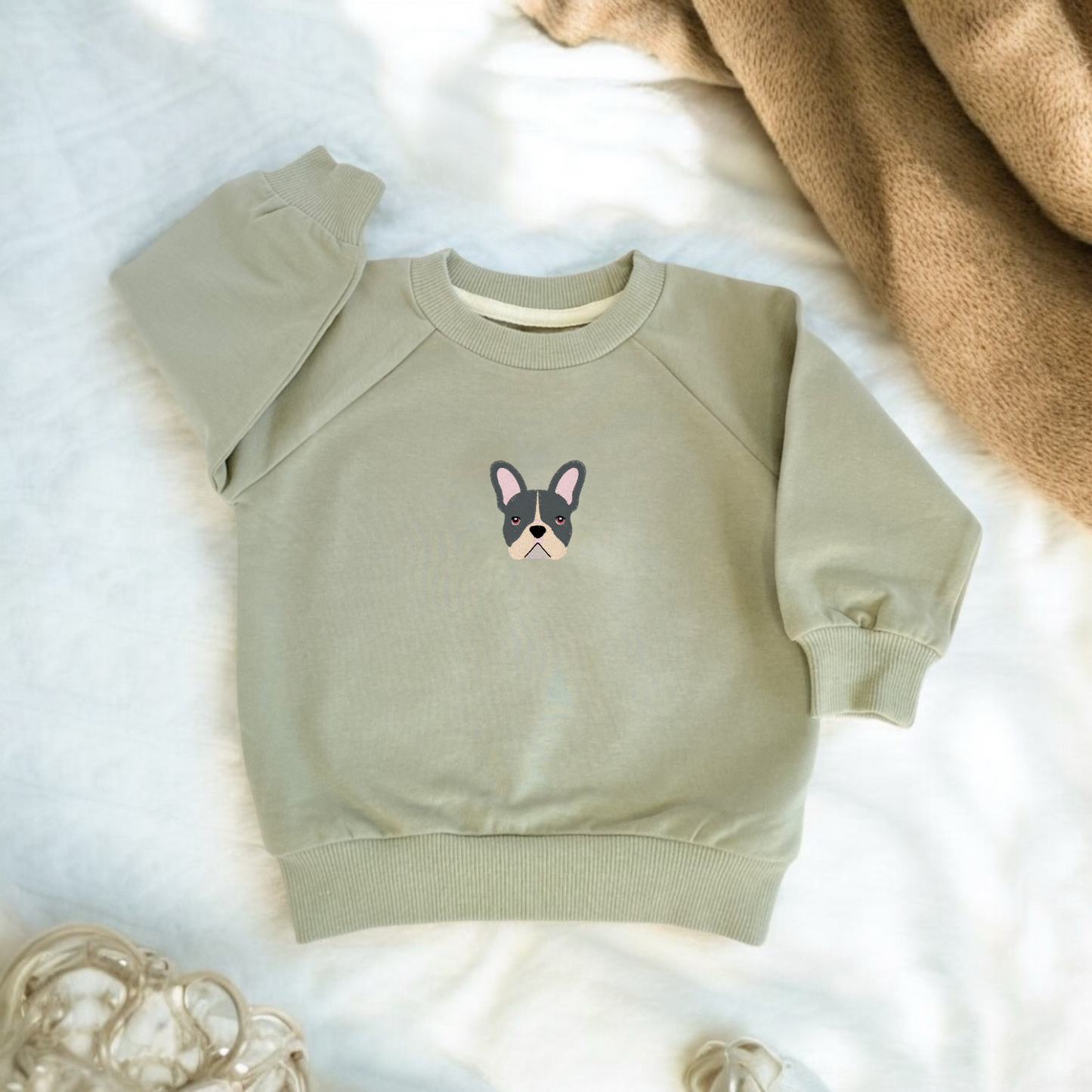 Embroidered french bulldog custom baby jumper