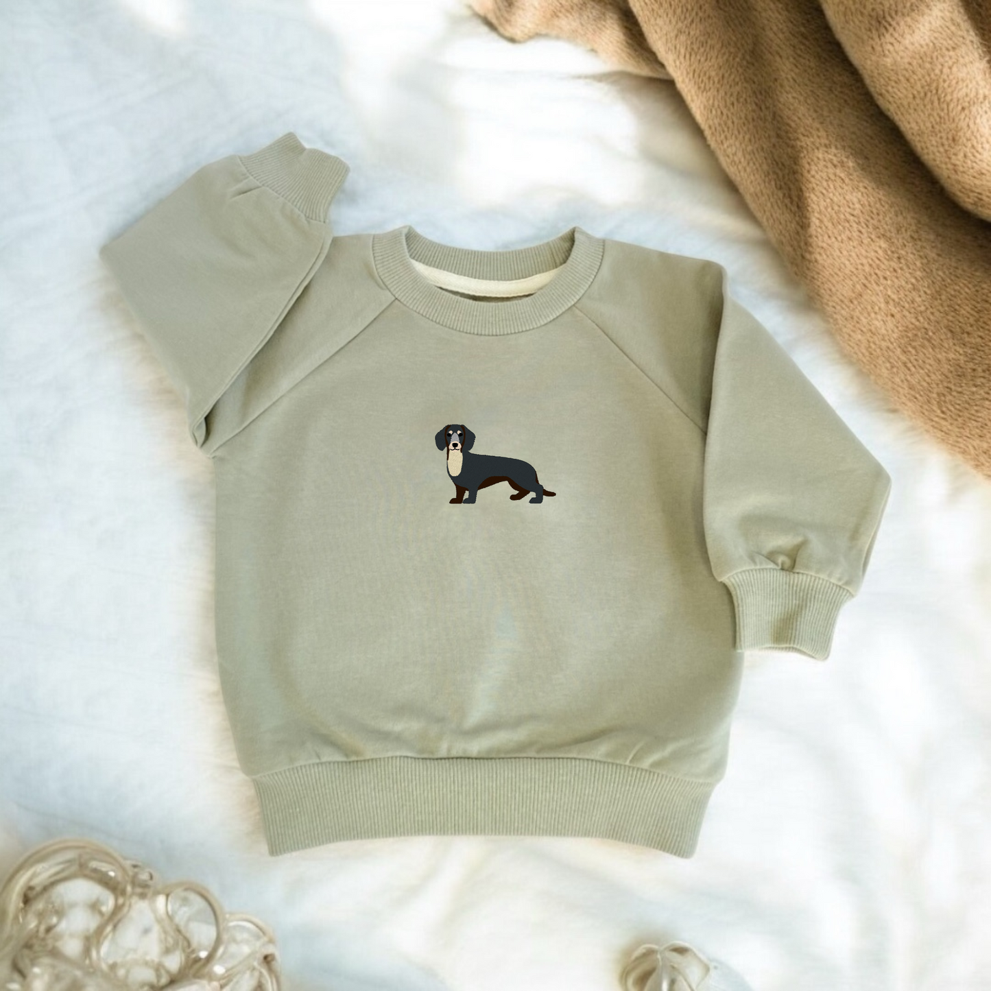 Embroidered dachshund custom baby jumper