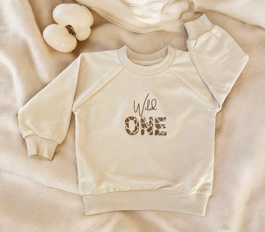 Custom first birthday wild one jumper embroidered design