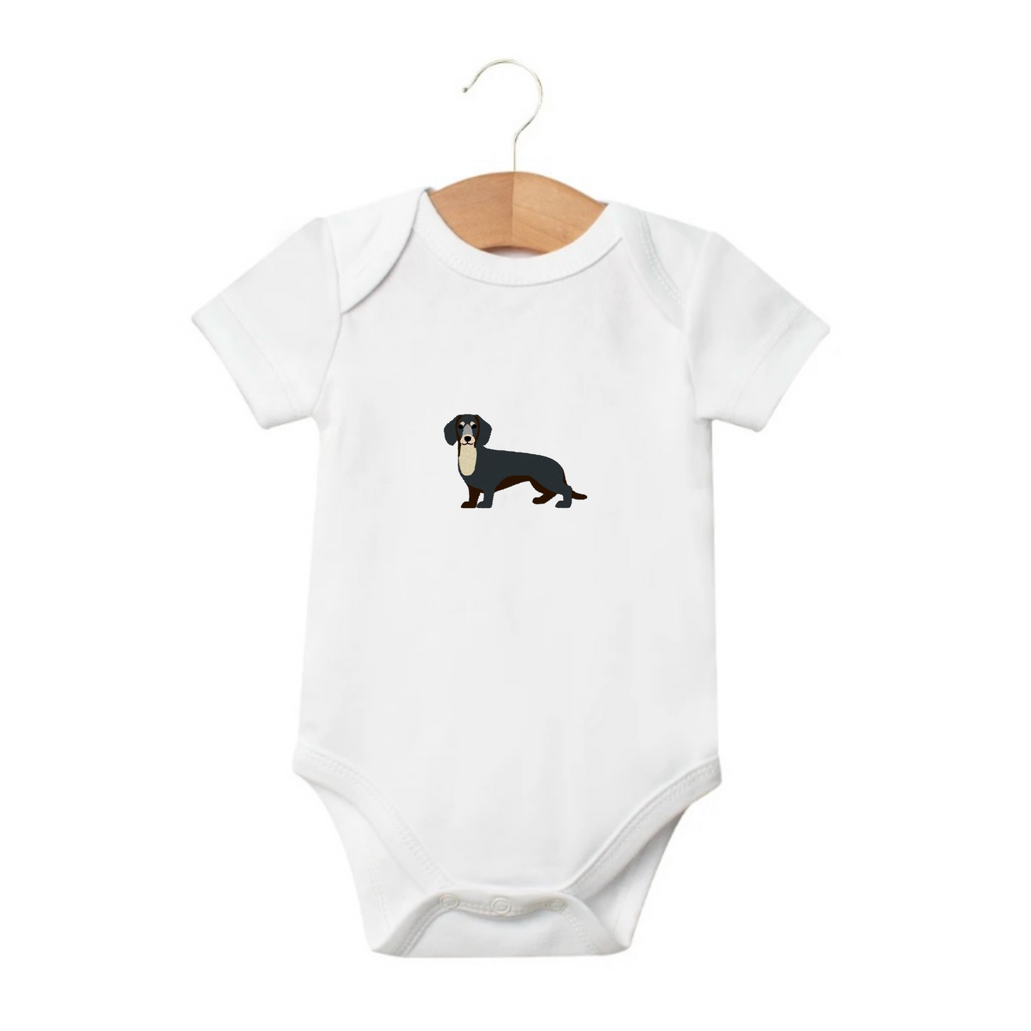 Embroidered dachshund custom babygrow