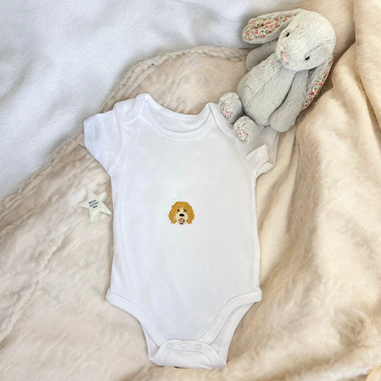 Cockapoo embroidered custom baby grow