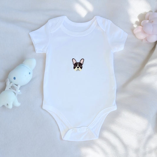 Embroidered french bulldog custom babygrow