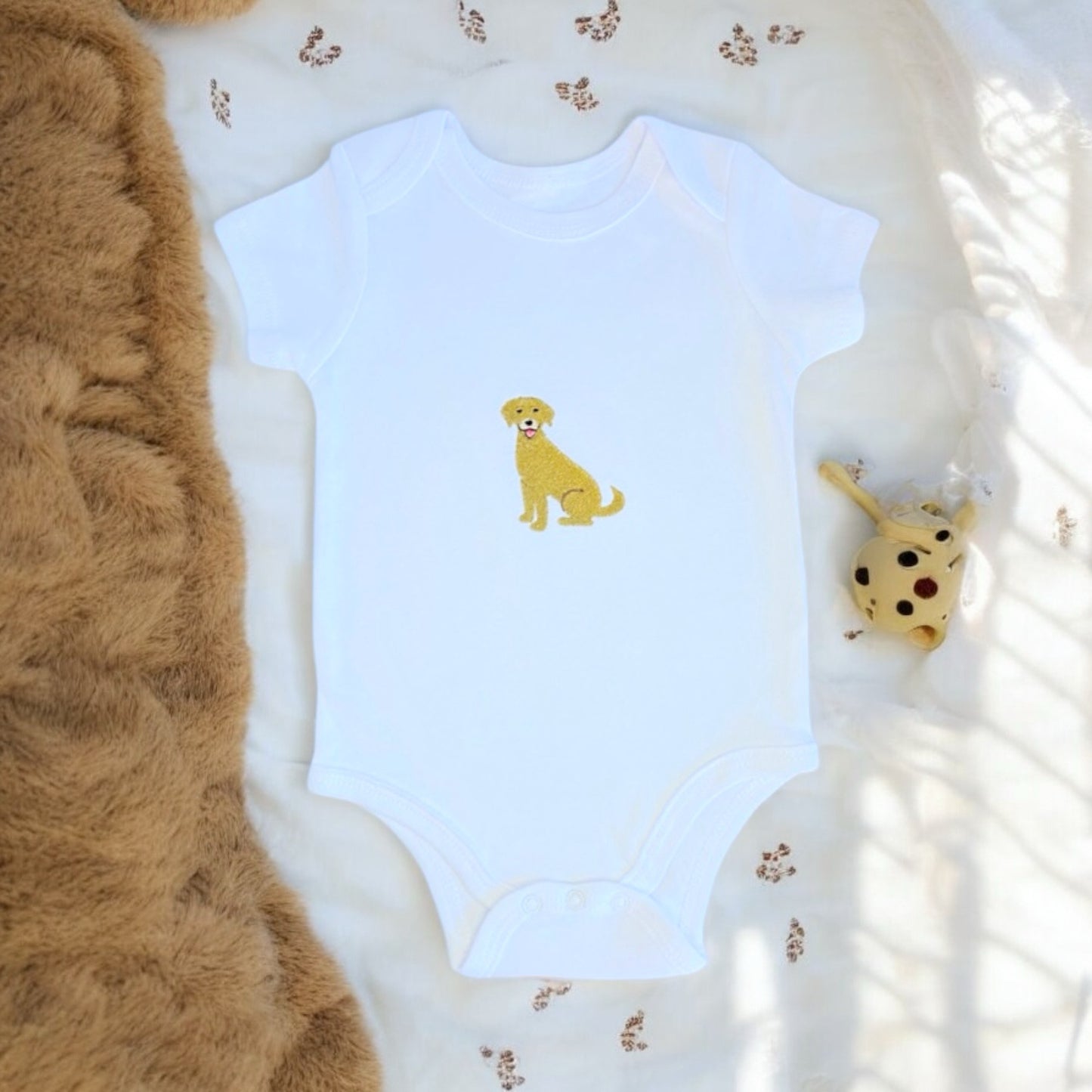 Labrador embroidered custom babygrow