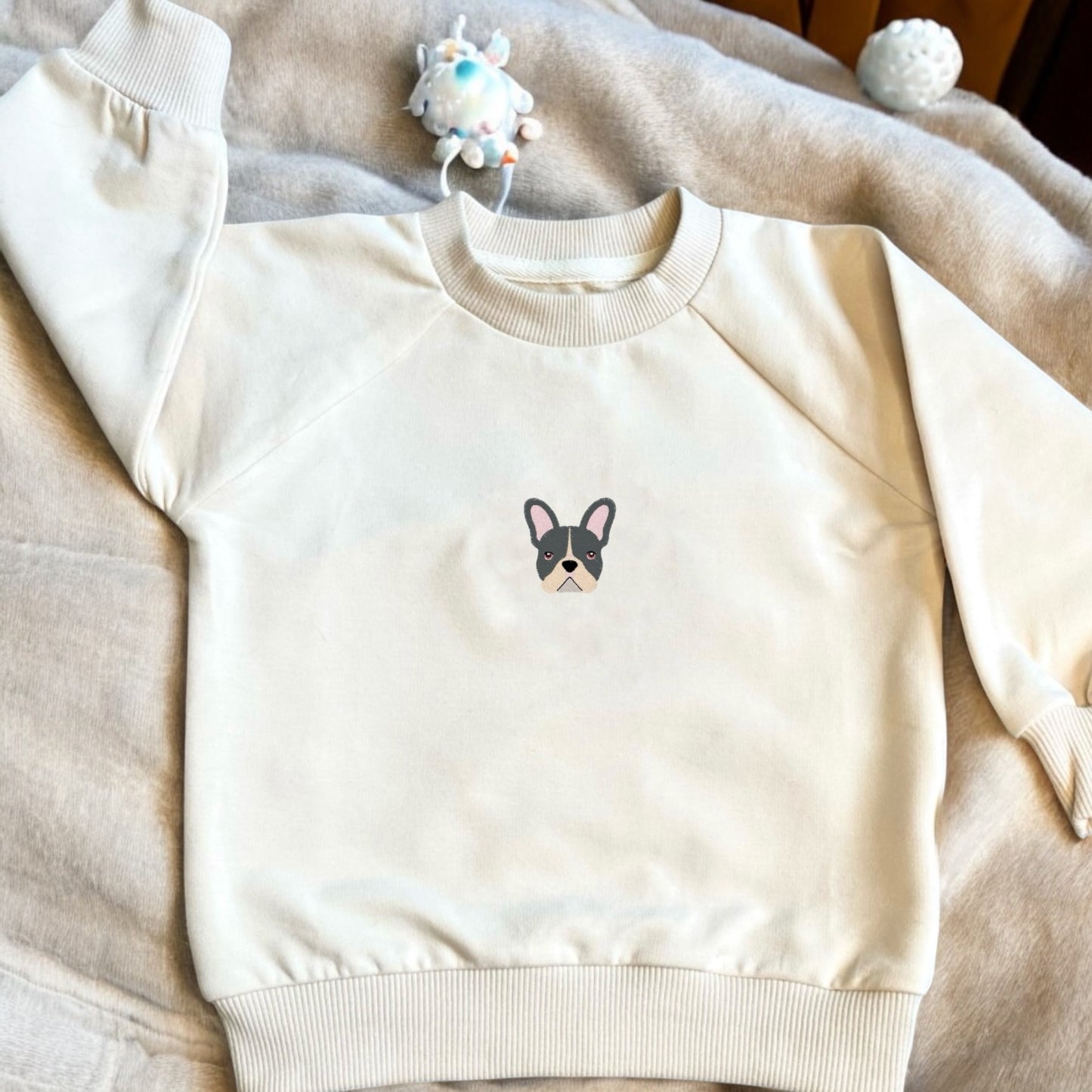 Embroidered french bulldog custom baby jumper